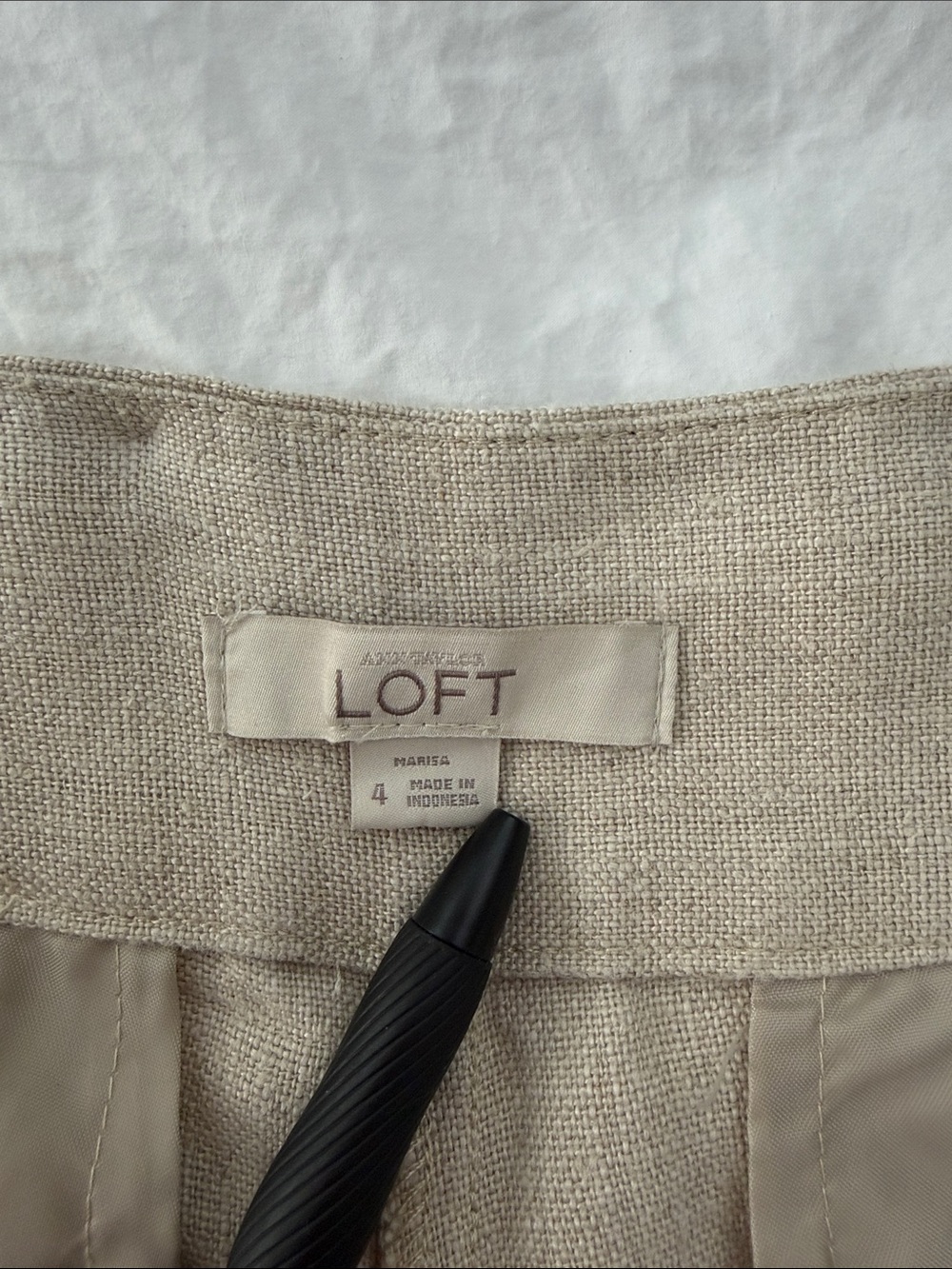 LOFT Neutral Beige Linen Trouser Pants